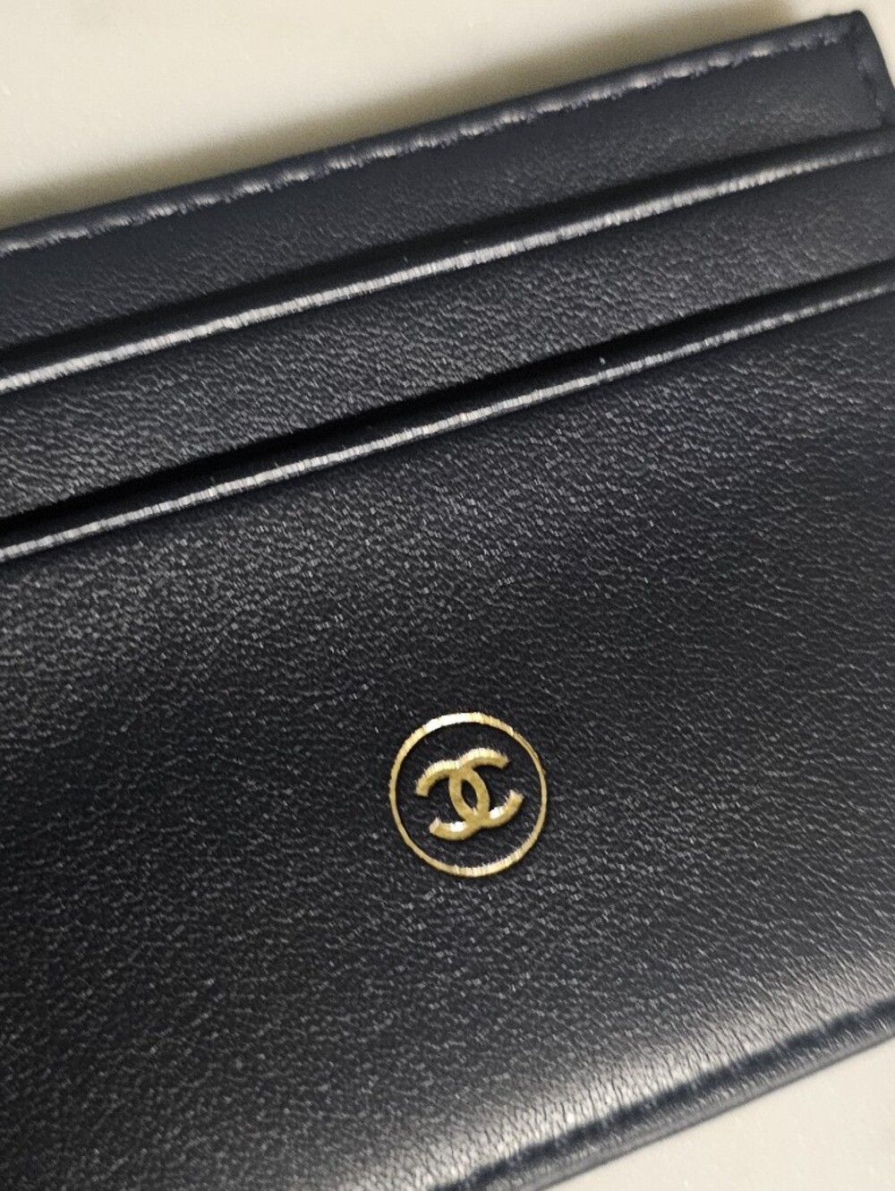 Chanel BLEU Navy Leather Card Holder - Picture 3 of 5